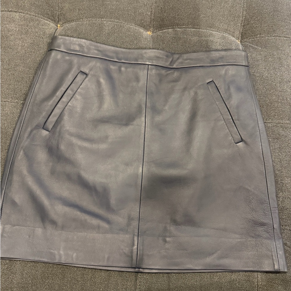 J.Crew 100% Leather Black Mini Skirt Pockets Size 10 - Picture 7 of 8